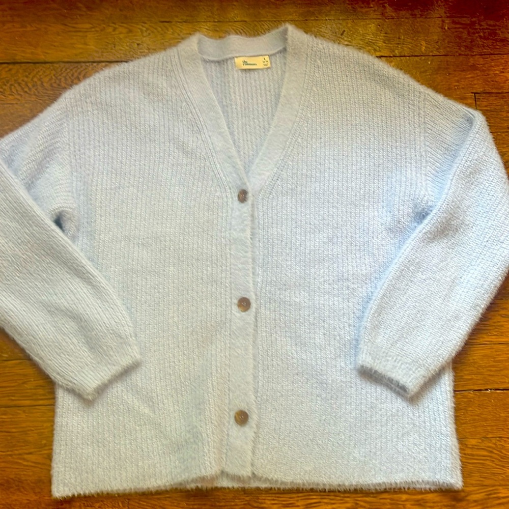 Girls fuzzy blue cardigan